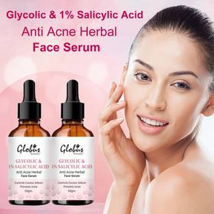 Globus Remedies Glycolic & 1% Salicylic Acid Anti Acne Face Serum, Set of 2