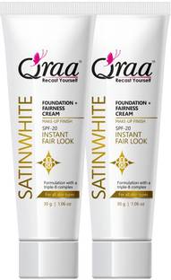 Qraa SatinWhite Foundation Fairness Cream| Instant Fair Look |Pack of 2 |60Gm