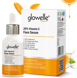 glowelle 20% Vitamin C Face Serum Skin Brightening Dark Spots Dull Skin Uneven Skin Tone