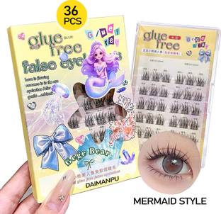 DAIMANPU No Glue Gege Bear False Eyelashes 36 Pcs Black 9-12mm Thick Volume Lash Cluster