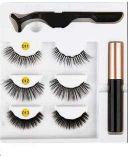 Vinayakart 3 Style False Magnetic Eyelashes, Eyeliner with Fluid and special tool Set ( 11-12-13 )