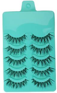 HASTHIP 5 Pairs Beauty Makeup Handmade Messy Cross Style False Eyelashes Green