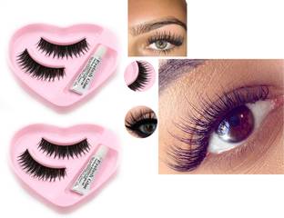 BLUEMERMAID Women's Black Long Curl False Eyelashes with Glue