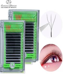 luscious glances W Shape Eyelash Extension 3D Premade Easy Fanning Box Mix Length D (0.07)