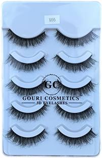 GOURI COSMETICS Gouri Cosmetic 3D EYELASHES - False Eyelashes for Women - 5 Pair Pack: GC-X05