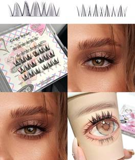 DAIMANPU GEGE BEAR Glue Free False Eyelashes Comic Book Fiber 30 Cluster, 9-12mm