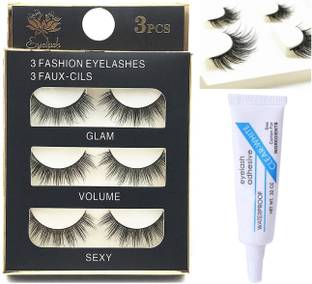 Huda Girl 3D Handmade Natural Round Look with EyeGlue Reusable Extensions for Women