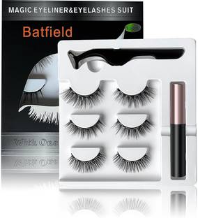 batfield 3Pairs Natural False Eyelashes, Reusable Magnetic Eyelashes, False Eyelashes kit