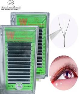 luscious glances W Shape Lash Extension 3D Premade Easy Fanning Box Mix Length C Curl Mix (0.07)