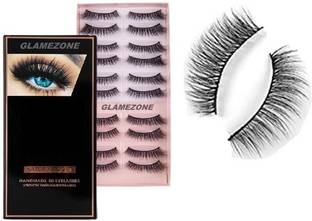 Glamezone Eyelashes 100% natural light weight reusable 3d Eyelashes pack of 10 pairs