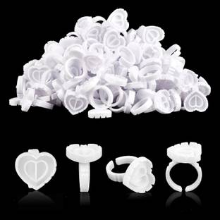 Bid 100pcs Smart Lash Glue Holder Rings, lash glue ring (White)