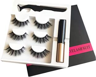 Vinayakart Magnetic Eye Lashes 3 Pairs 3D Magnetic Eyelashes Kit Full Strip Lashes