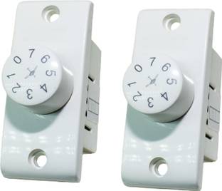 Ovicart 7 Step Ceiling Fan Regulator, 2 Piece, White Step-Type Button Regulator