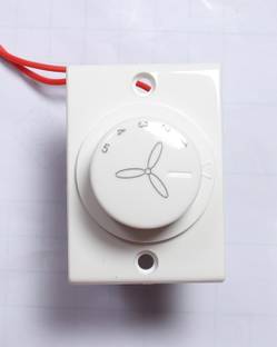 V-TEC 5 Step-Socket Modular Type Button Fan Regulator Screw Base for Home & Office Step-Type Button Regulator