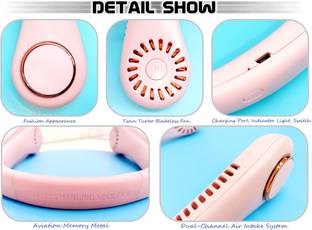 MH Kraft Rechargeable Headphone Design 3 Speeds Portable Neck Fan Mini USB Bladeless Conventional Box Regulator