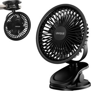 UN1QUE Portable Clip on Fan Battery Operated, 6 Inch Powerful USB Table Fan, 3 Speed with 1 Year Warra...