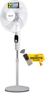 iBELL CLASSYP16SB WHITE, 5 Leaf Pedestal Fan with Remote,High Air Flow, with 2 Year Warranty Remote Co...