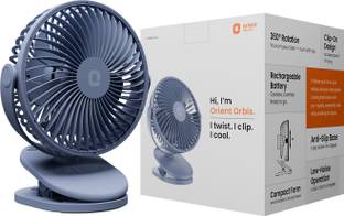 Orient Electric Orbis | Rechargeable Clip-On Mini Personal Fan | 360 Degree Rotation |USB Type-C with ...