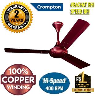 Crompton SUREBREEZE 400 RPM ULTRA HIGH SPEED 100% COPPER MOTOR LONGER LIFE61 wit