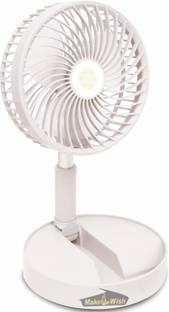 Make Ur Wish Rechargeable Table Fan 2 Mode LED 3 Type Speed Multifunctional Energy Saving 3 mm 3 Blade...