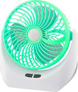 TECHOMANIA Rechargeable 3-Hour Table Fan with LED SMD Light, 180° Rotation, Portable Design 1320 mm 3 ...