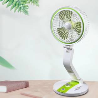 Pick Ur Needs Rechargeable Desk Table Fan 3 Mode Speed with LED Light 2400mAh Battery 3 mm 3 Blade Tab...
