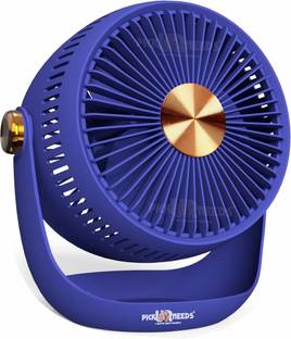 Pick Ur Needs Rechargeable Mini Table Fan 2400mAh Battery Type C Charging 180 Degree 3 mm 3 Blade Tabl...