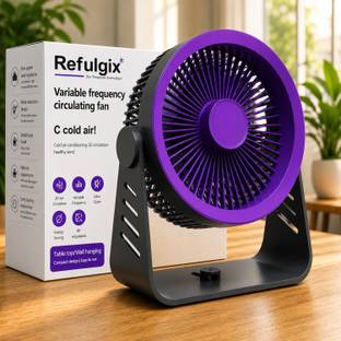 Refulgix Rechargeable Table Fan 2200mAh, 5 Speed, 8Hr Runtime Portable Desk Fan BLDC Motor Table Fan