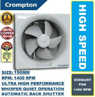Crompton Brisk Air Neo Super Silent AUTOMATIC SHUTTERS 100% COPPER High Speed1 5 Star 150 mm Silent Op...