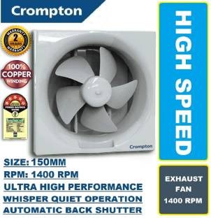 Crompton Brisk Air Neo Super Silent AUTOMATIC SHUTTERS 100% COPPER High Speed9 5 Star 150 mm Silent Op...
