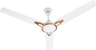 USHA Racer Chrome Rich White Bronze 1200MM PACK OF 1 1200 mm 3 Blade Ceiling Fan