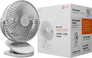 Orient Electric Orbis | Rechargeable Clip-On Mini Personal Fan | 360 Degree Rotation |USB Type-C with ...