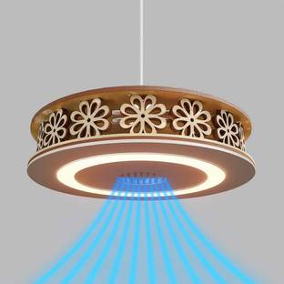 invisible world 13" Invisible Fan with LED Light, Remote, Wood Finish Ideal for Small Rooms with 2 Yea...