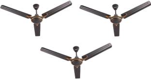 USHA Racer Chrome (1Star) 1200 mm Pack of 3 with 2 Year Warranty 1200 mm Ceiling Fan