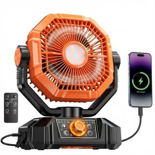 Tuarso 20000mAh Rechargeable Portable Fan for Home with LED Emergency Light, Battery with 12 Months Wa...
