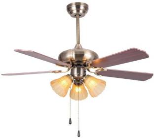 HANS LIGHTINGS 5 Blade Wooden Ceiling Fan with Light (48 Inch Blade Size) 1300 mm Silent Operation 5 B...