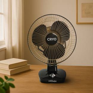 unleash CRYO 9 INCH HIGH SPEED METAL JAALI FAN TABLE FAN FOR HOME with 1 Year Warranty Energy Saving 2...