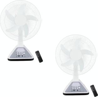 DRUMSTONE Buy 1 Get 1 – AC/DC Table Fan with LED Light & Remote for Cool Comfort Anywhere with 1 Year Warranty 5 mm Table Fan