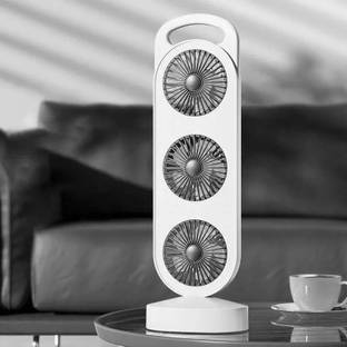 OPUSCIA Portable Tower Fan with 3 Turbo Fans, USB Rechargeable Desk Fan Ultra High Speed, Silent Opera...