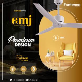 AMJ Fantenna Ceiling Fan With Solid Wood Blades in White with 1 Year Warranty 1200 mm Ceiling Fan