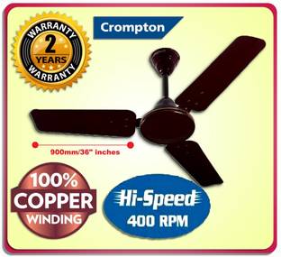 Crompton SUPER HIGH SPEED 400 RPM 51 Watts Energy Saver 100% COPPER Longer Life13 with 24 Months Warra...