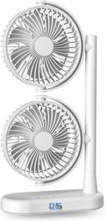 Daily Needs Shop Rehargeable Dual Stand Table Fan 360° Rotate 4000 mAh Long Battery Tyoe C Charge 8 mm...