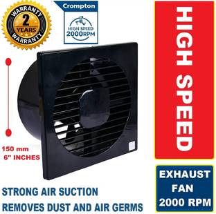 Crompton Axial Air Super Silent High Suction 100% COPPER High Speed7 5 Star 150 mm 6 Blade Exhaust Fan