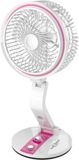Pick Ur Needs Rechargeable Desk Table Fan 3 Mode Speed with LED Light 2400mAh Battery 3 mm 3 Blade Tab...