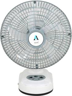 AKARI Ak-8010 Blade Table Fan with AC/DC Facility and Emergency LED Light (10 Inch) with 1 Year Warranty Energy Saving 254 mm Table Fan