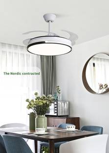 fastgear Chandelier Fan with 4 Transparent Retractable ABS Fan Blades Ceiling Fan Light Remote Control...
