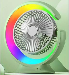 Sampri Personal Mini Fan Cooler with LED Light,3 Speeds Portable Table Fan Cooler 180 Ultra High Speed 3 mm Table Fan