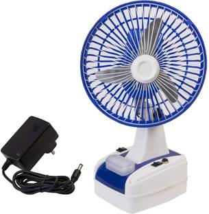GLOBEX 8-Inch Rechargeable Table Fan with LED Lamp 4 Star 1400 mm 3 Blade Table Fan