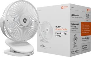 Orient Electric Orbis | Rechargeable Clip-On Mini Personal Fan | 360 Degree Rotation |USB Type-C with ...