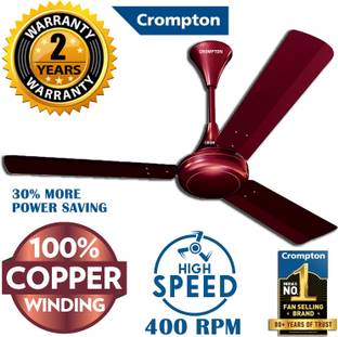 Crompton SUREBREEZE 400 RPM HS Plus Super Hi - Speed 100% COPPER MOTOR POWER SAVER 175 with 24 Months ...